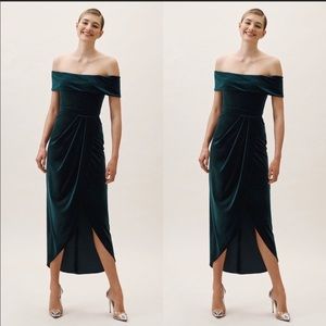 BHLDN Dark Emerald Velvet Dress